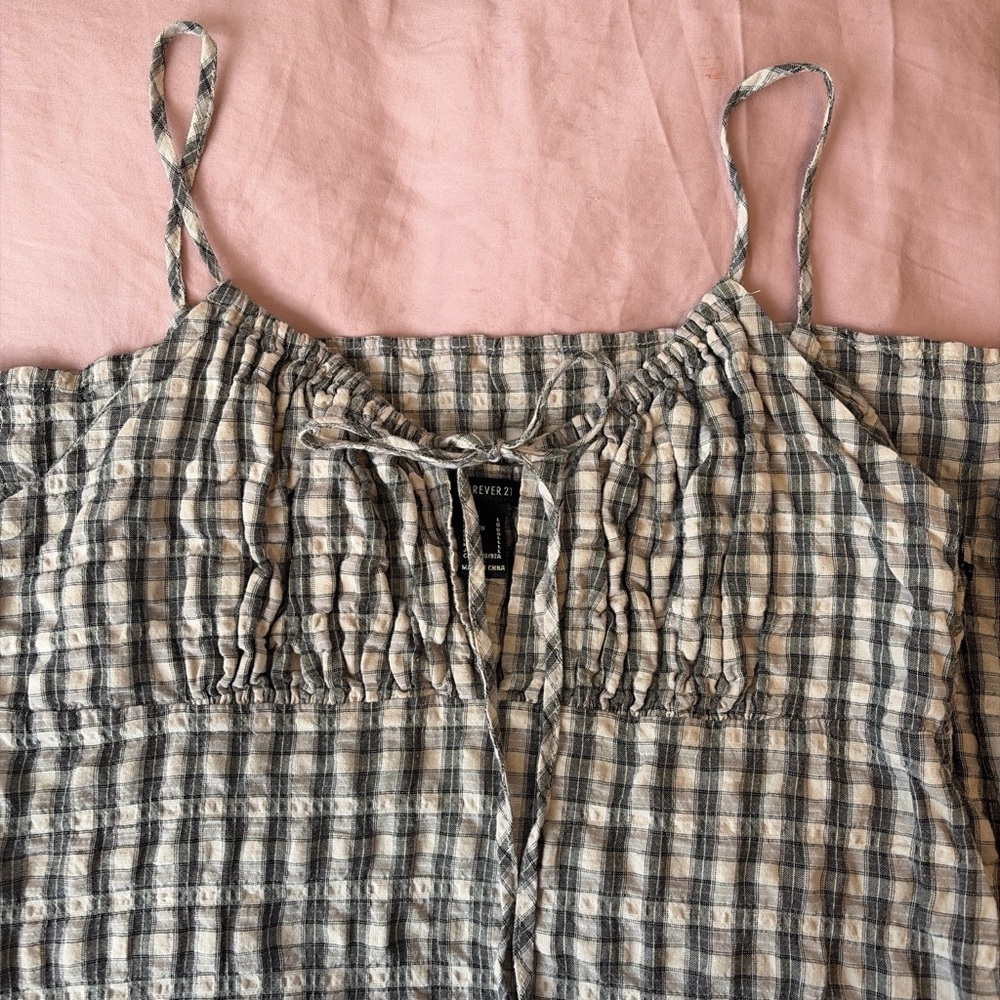 Forever 21 Gray and White Plaid Camisole
